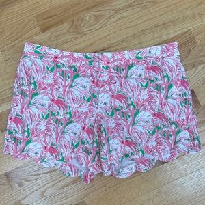 Lilly Pulitzer Pink and Green flamingo buttercup shorts size 12
